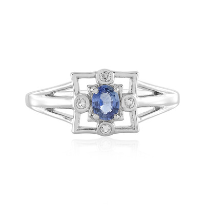 Bague en argent et Saphir bleu de Ceylan non chauffé