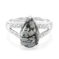 Bague en argent et Obsidienne Flocon-de-Neige