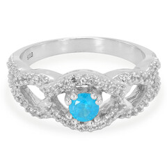 Bague en argent et Apatite bleu néon