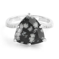 Bague en argent et Obsidienne Flocon-de-Neige