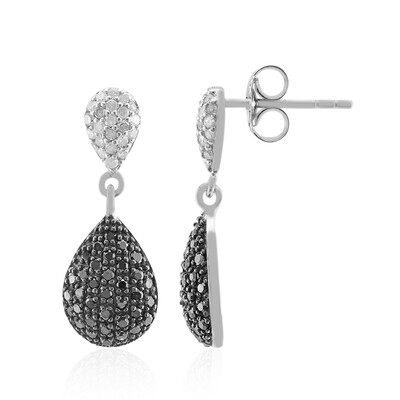 Boucles d'oreilles en argent et Diamant noir