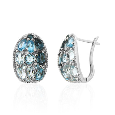 Boucles d'oreilles en argent et Topaze bleu de Londres