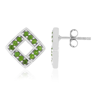 Boucles d'oreilles en argent et Diopside de Russie