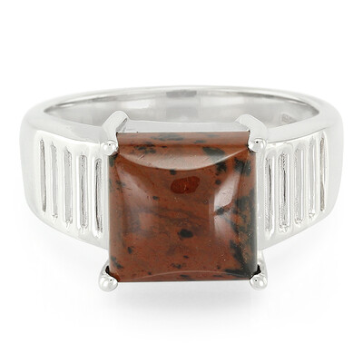 Bague pour homme en argent et Obsidienne acajou