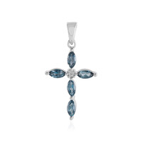 Pendentif en argent et Topaze bleu de Londres