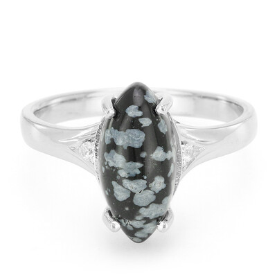 Bague en argent et Obsidienne Flocon-de-Neige