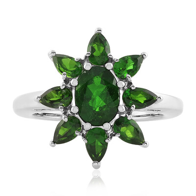 Bague en argent et Diopside de Russie