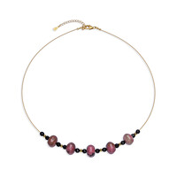 Collier en acier inoxydable et Rhodonite