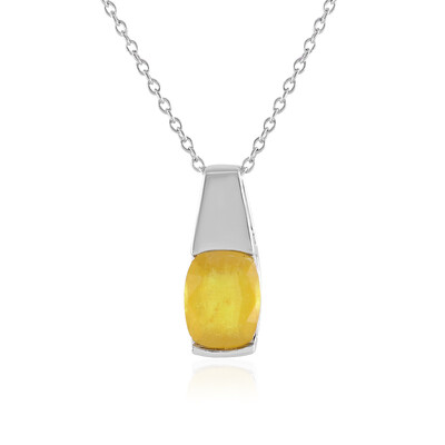 Collier en argent et Saphir jaune de Madagascar