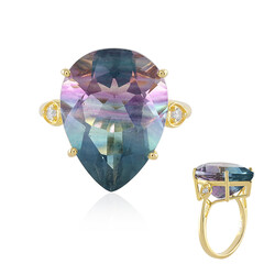 Bague en argent et Fluorite multicolore