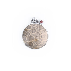 Pendentif en argent et Corail fossilisé