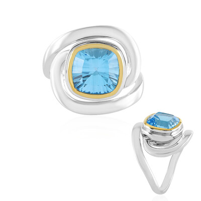 Bague en argent et Topaze bleu Suisse