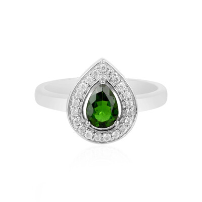 Bague en argent et Diopside de Russie