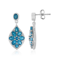 Boucles d'oreilles en argent et Apatite bleu néon