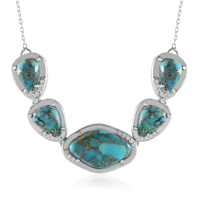 Collier en argent et Turquoise bleue cuivrée de Mohave (Faszination Türkis)