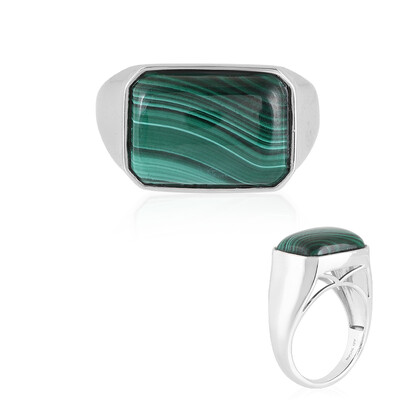 Bague pour homme en argent et Malachite