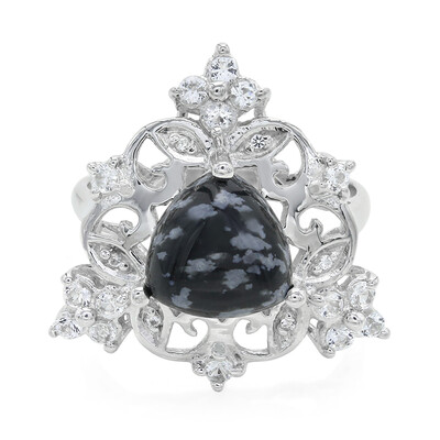 Bague en argent et Obsidienne Flocon-de-Neige