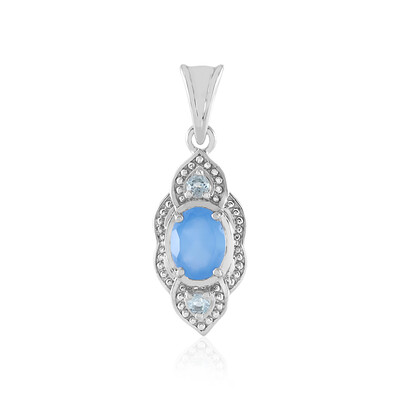 Pendentif en argent et Calcédoine bleue