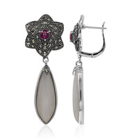 Boucles d'oreilles en argent et Pierre de Lune blanche (Annette classic)