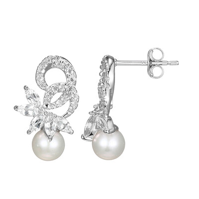 Boucles d'oreilles en argent et Perle blanche de culture d'eau douce