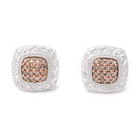 Boucles d'oreilles en argent et Diamant champagne