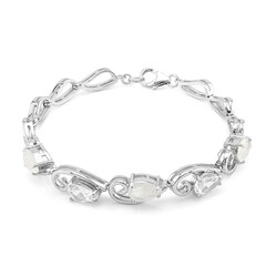 Bracelet en argent et Pierre de Lune arc-en-ciel