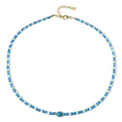 Collier en argent et Apatite bleu néon (Riya)