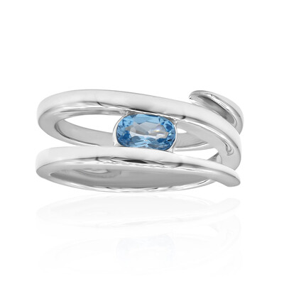 Bague en argent et Topaze bleu Suisse (TPC)