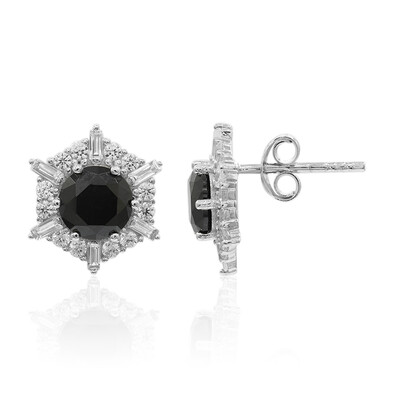 Boucles d'oreilles en argent et Spinelle noir