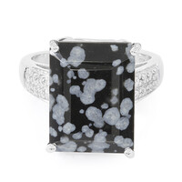 Bague en argent et Obsidienne Flocon-de-Neige