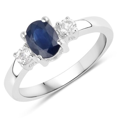 Bague en argent et Saphir bleu