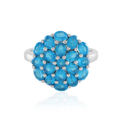 Bague en argent et Apatite bleu néon