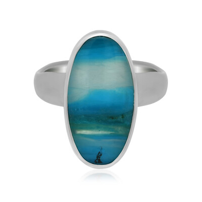 Bague en argent et Opale bleue d'Atacama