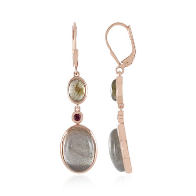 Boucles d'oreilles en argent et Labradorite pourpre de Maniry (KM by Juwelo)