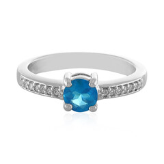 Bague en argent et Apatite bleu néon