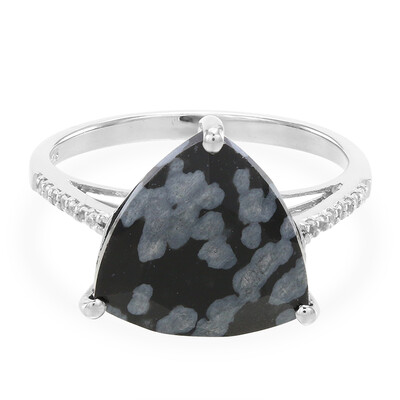 Bague en argent et Obsidienne Flocon-de-Neige