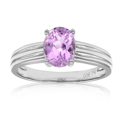 Bague en platine et Kunzite AAA du Brésil