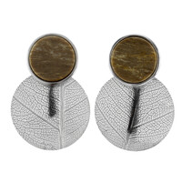 Boucles d'oreilles en argent et Bois fossilisé