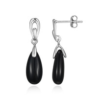 Boucles d'oreilles en argent et Agate noire