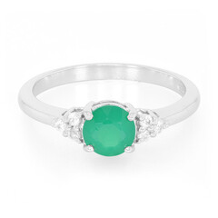 Bague en argent et Calcédoine verte