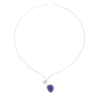 Collier ras du cou (Choker) en argent et Lapis-Lazuli