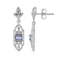 Boucles d'oreilles en argent et Saphir bleu de Ceylan non chauffé