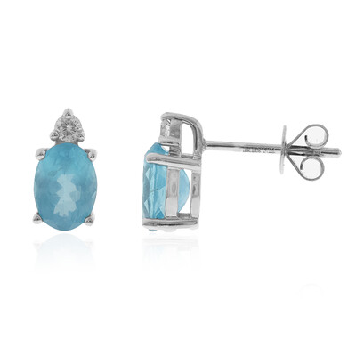 Boucles d'oreilles en or et Apatite bleue