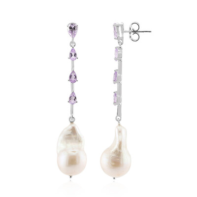 Boucles d'oreilles en argent et Perle blanche de culture d'eau douce (TPC)