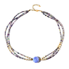 Collier en argent et Agate zonée bleue (Riya)