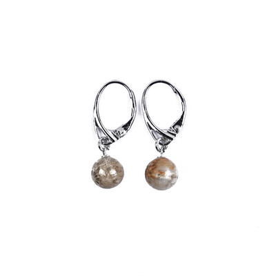 Boucles d'oreilles en argent et Corail fossilisé