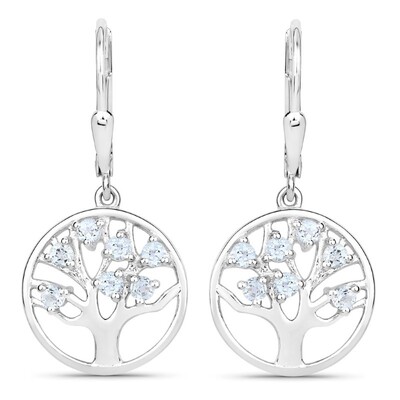 Boucles d'oreilles en argent et Topaze bleu ciel