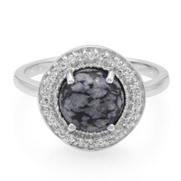 Bague en argent et Obsidienne Flocon-de-Neige