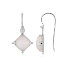 Boucles d'oreilles en argent et Pierre de lune arc-en-ciel de Bihar