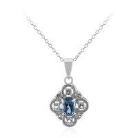 Collier en argent et Topaze bleu de Londres